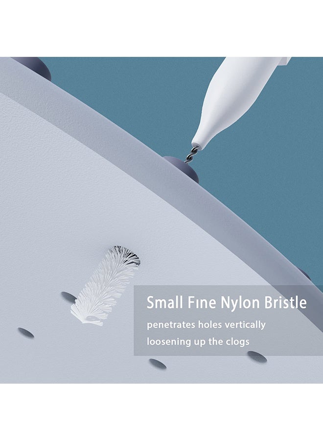 Peachjoy فرشاة تنظيف رأس الدش للفتحات الصغيرة، أداة تنظيف رأس الدش متعددة الوظائف، فوهة مضادة للاحتباس مع صناديق تخزين، فرش تنظيف رأس الدش للاستخدام المنزلي في الحمام، بيضاء - Image 5