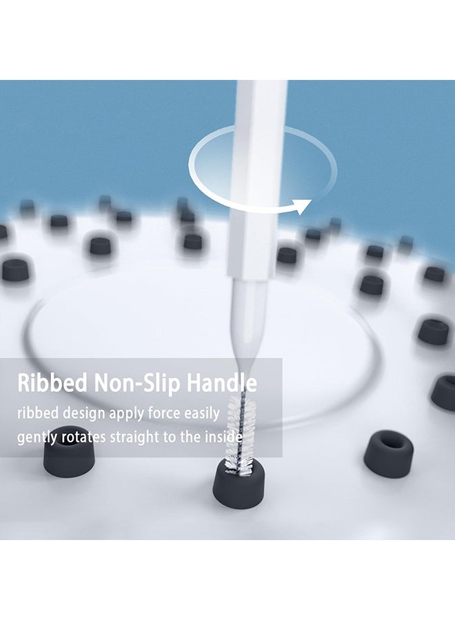 Peachjoy فرشاة تنظيف رأس الدش للفتحات الصغيرة، أداة تنظيف رأس الدش متعددة الوظائف، فوهة مضادة للاحتباس مع صناديق تخزين، فرش تنظيف رأس الدش للاستخدام المنزلي في الحمام، بيضاء - Image 4