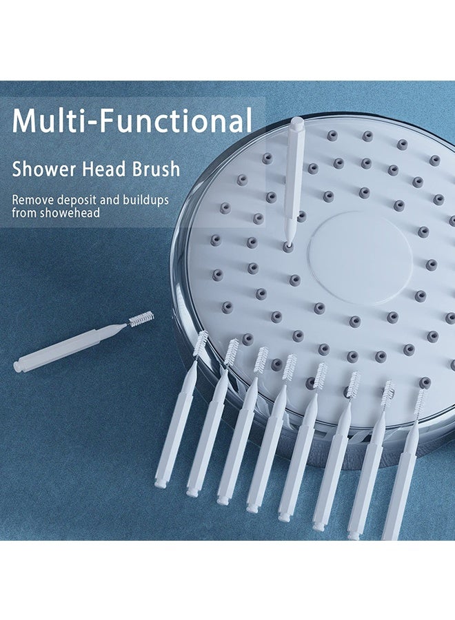 Peachjoy فرشاة تنظيف رأس الدش للفتحات الصغيرة، أداة تنظيف رأس الدش متعددة الوظائف، فوهة مضادة للاحتباس مع صناديق تخزين، فرش تنظيف رأس الدش للاستخدام المنزلي في الحمام، بيضاء - Image 2