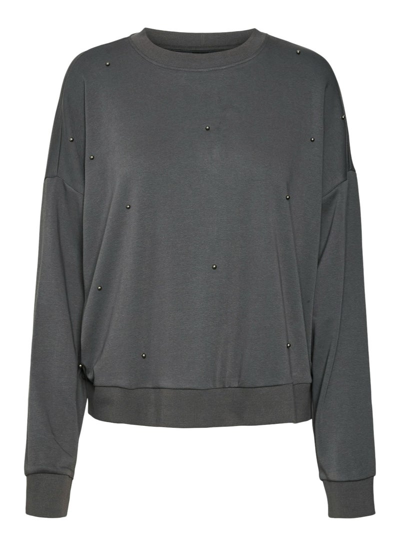 VERO MODA Womens Trina Stud Longsleeve Sweatshirt