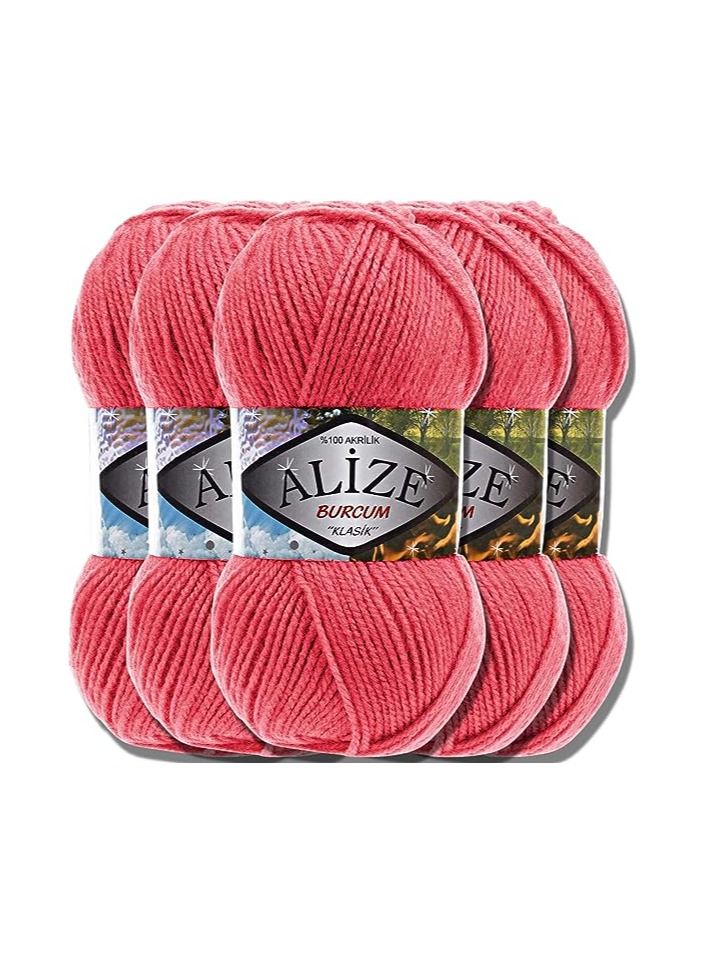 ALIZE Alisa Classic Burcum Turkish Yarn for Sewing and Crochet, Premium 100% Wool (Pink | 510) Acrylic 5 x 100gm, Suitable for Hand Sewing and Crochet Kids