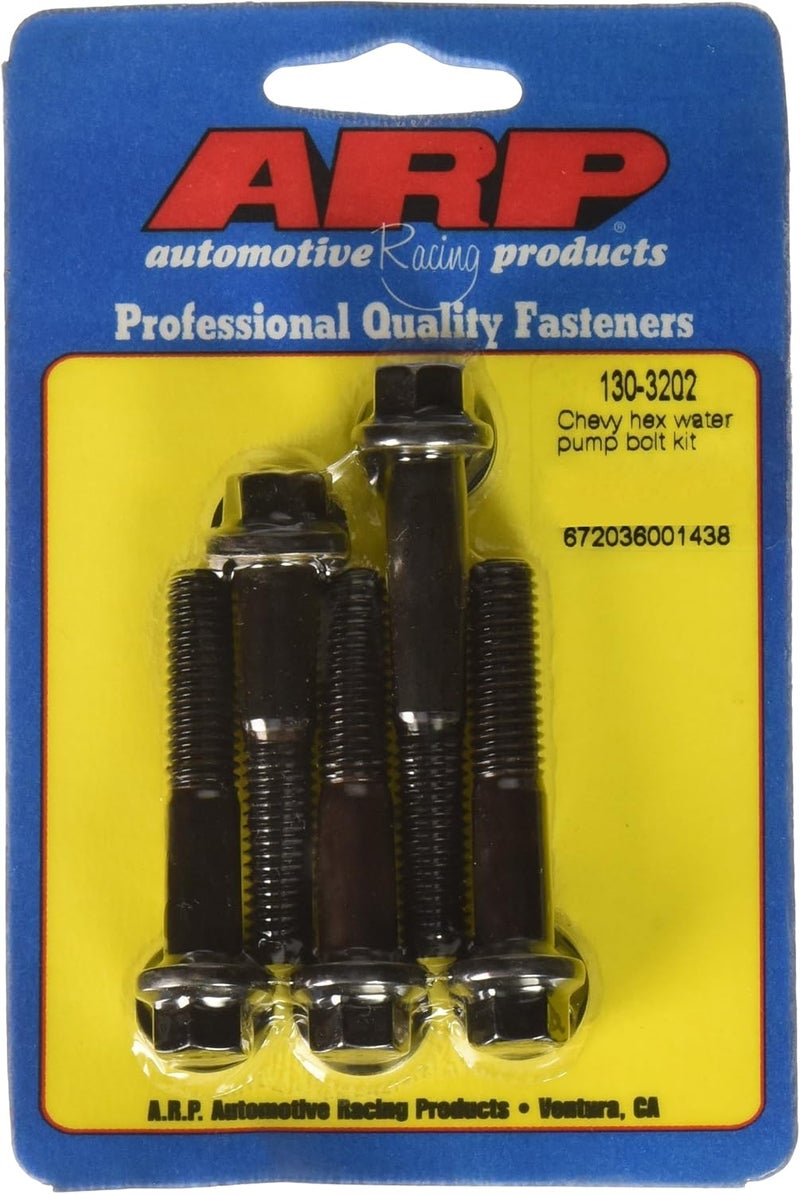 1303202 Water Pump Bolt Kit, Hex Style, Chrome Moly Steel With Black Oxide Finish, For Select Chevrolet V8 Applications