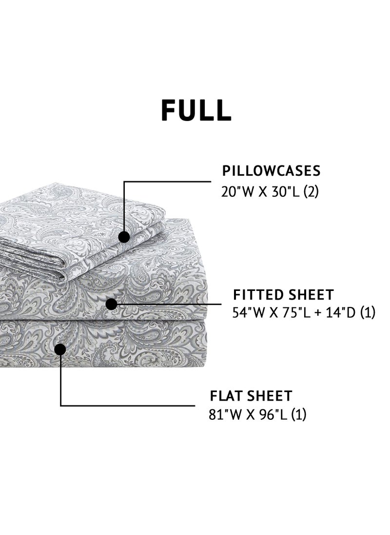 Comfort Spaces Comfort Spaces 100% Cotton Sheet Set Breathable  Lightweight  Soft with 14"" Elastic Pocket Fits up to 16"" Mattress  All Season Cozy Bedding  Matching Pillow Case  Full Paisley Multi 4 Piece  - Image 3