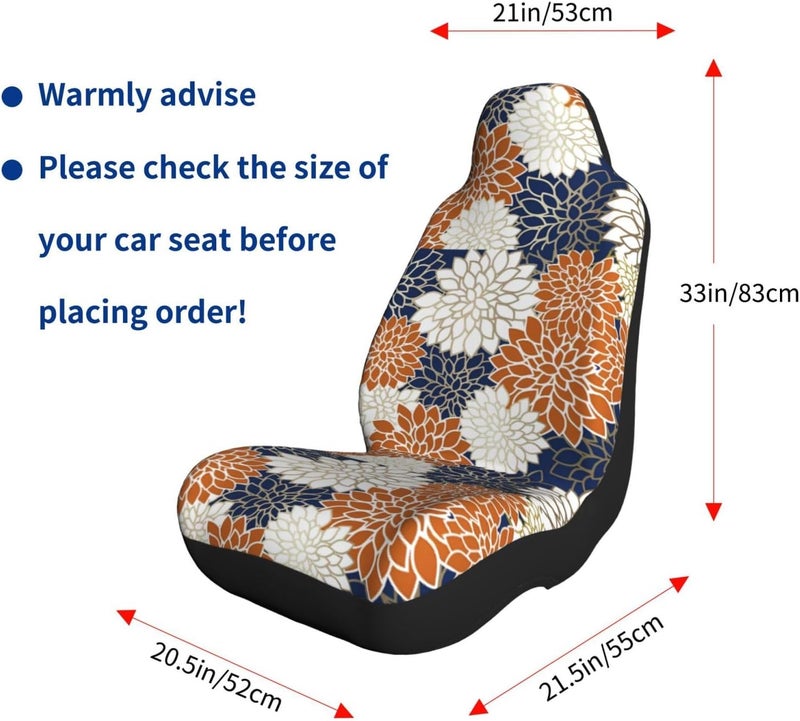 Dahlia Floral Blooms, Navy, Terracotta, Gold and White Car Seat Cover, Front Seat Protector Universal Auto Accessories, Car Decor for Sedan SUV Van Most Cars 2 PCS - Image 5