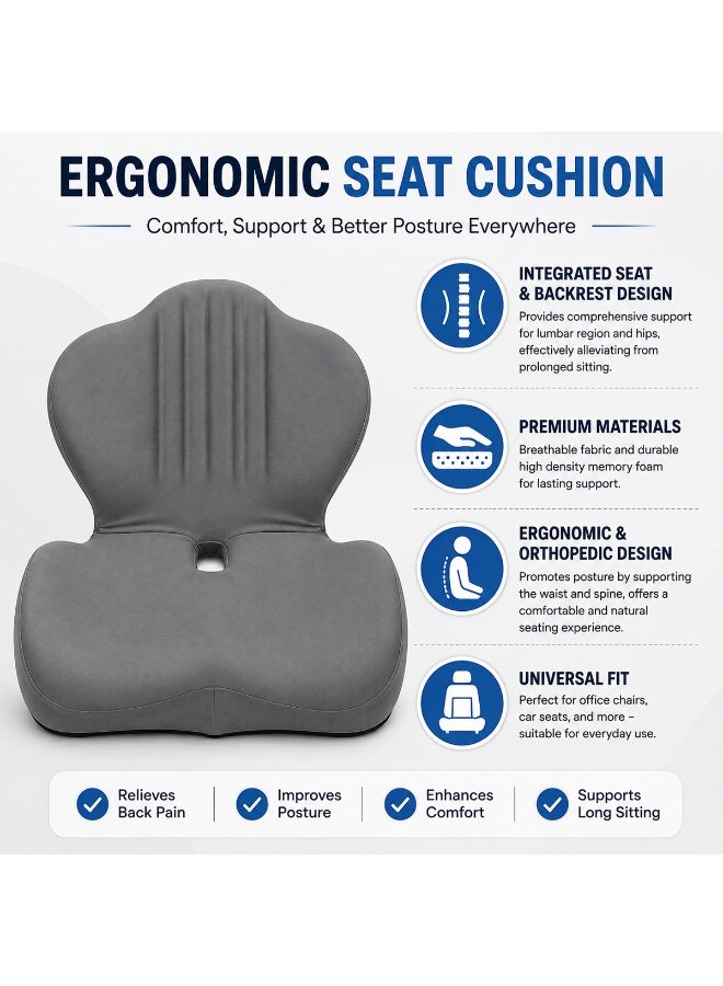 AGC Memory Foam Car Seat Cushion, Ergonomic Seat & Back Support, Non Slip Cushion for Car, Office & Home, Lumbar Support Pad, Orthopedic Seat Cushion, Comfortable Driving Cushion for Long Sitting and Travel Use Daily Comfort - Image 4