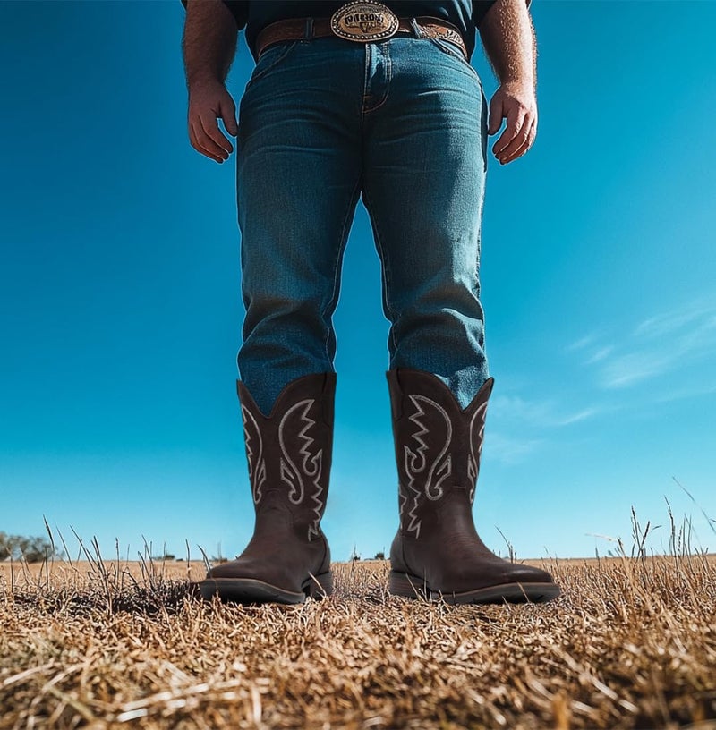 IUV Cowboy Boots For Men Western Boot Durable Fashionable Retro Classic Embroidered Pull On Slip Resistant Boots - Image 3