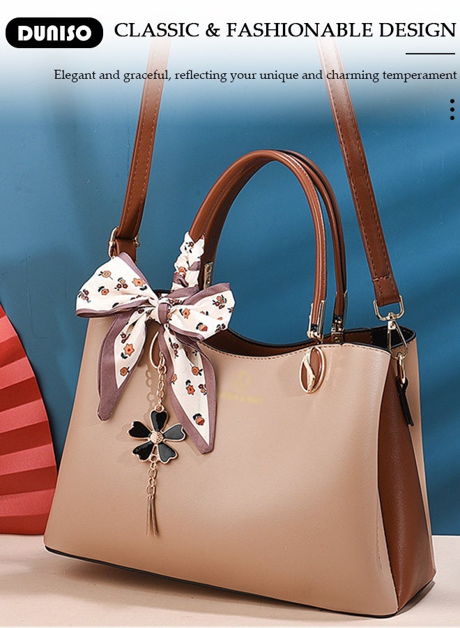 DUNISO Fashion Women Handbags Large Capacity Adjustable Handle Satchel Shoulder Bags Simple Ladies Shoulder Tote Bag Casual Crossbody Bag for Women  - Image 3