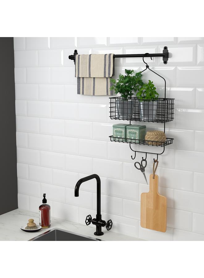 Zaboon Shower hanger, two tiers, black, 31x56 cm - Image 3
