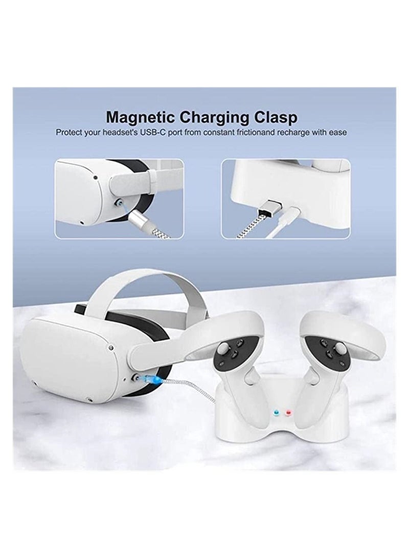 Compatible with Oculus Quest 2 Touch Controller, Magnetic Charging Station, LED Fast Charge, Controller and Head Mounted Display Charger, VR Headset Grip - Image 3