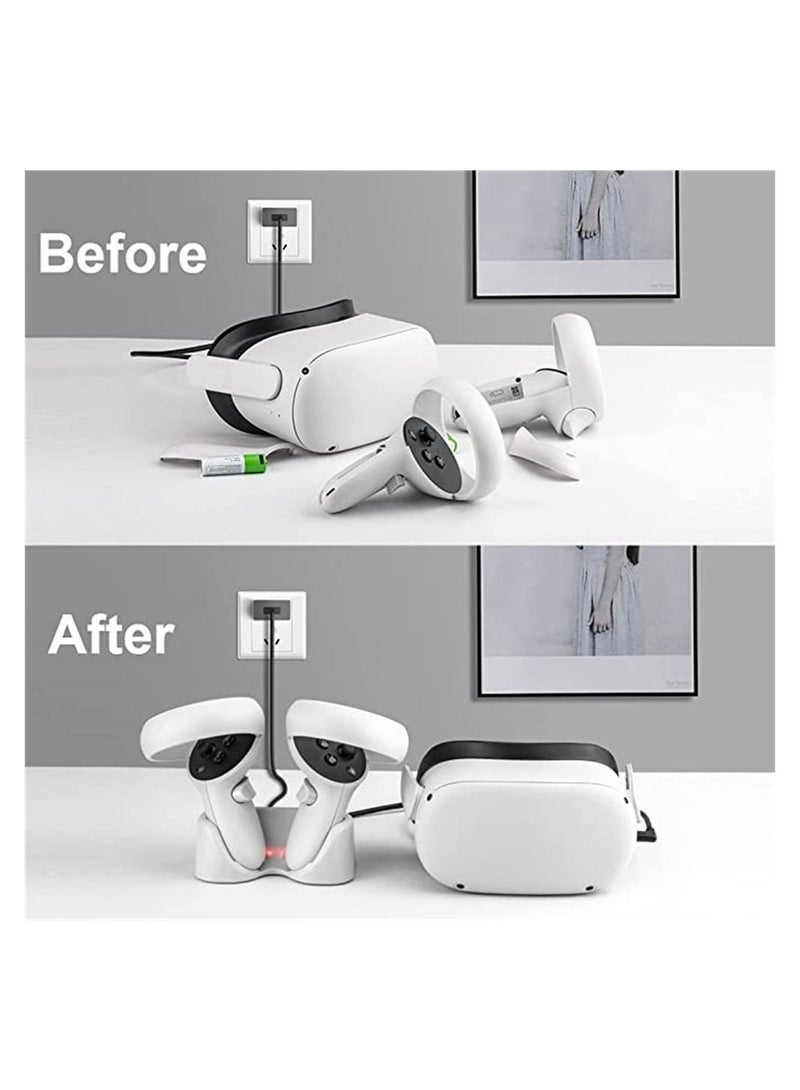 Compatible with Oculus Quest 2 Touch Controller, Magnetic Charging Station, LED Fast Charge, Controller and Head Mounted Display Charger, VR Headset Grip - Image 4