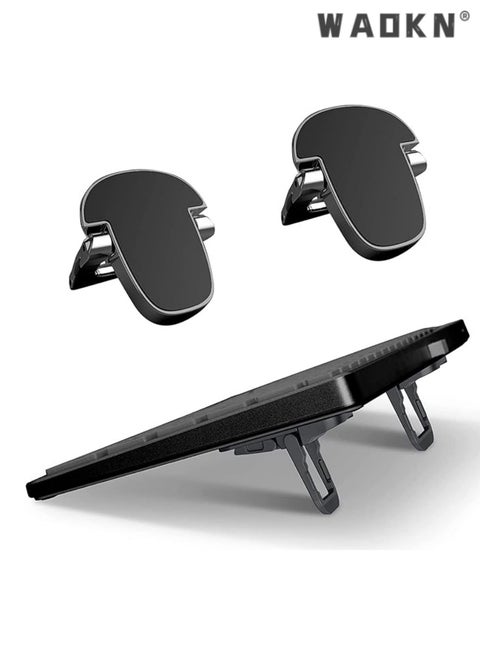 Mini Foldable Computer Keyboard Stand Riser, Self-Adhesive Portable Invisible Keyboard Riser Feet, Aluminum Ergonomic Laptop Desktop Stand, Stable for Most Keyboards Laptop, Black - 2Pcs