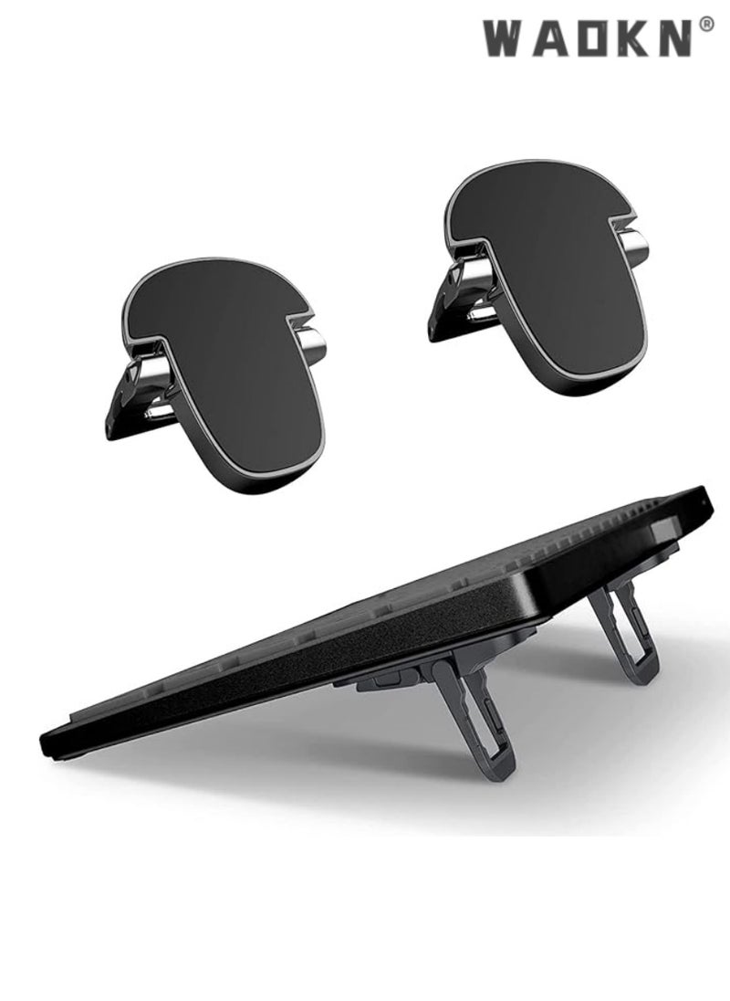 WAOKN Mini Foldable Computer Keyboard Stand Riser, Self-Adhesive Portable Invisible Keyboard Riser Feet, Aluminum Ergonomic Laptop Desktop Stand, Stable for Most Keyboards Laptop, Black - 2Pcs  - Image 1
