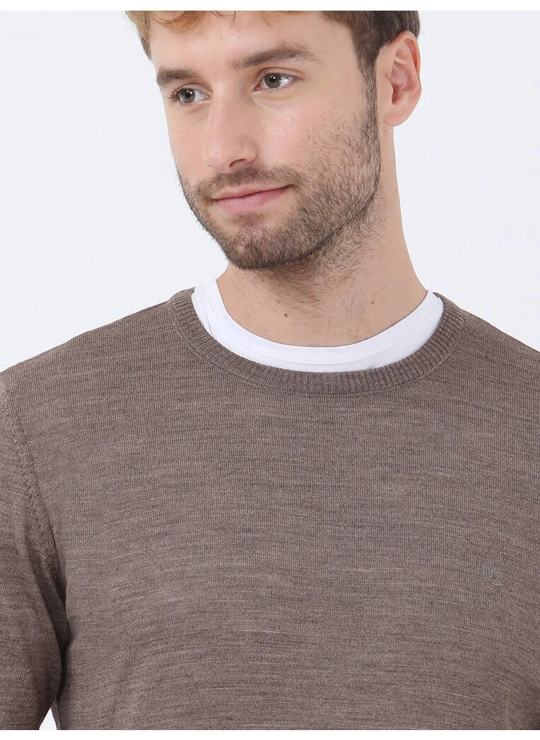 Kip Mink Crew Neck Wool Blend Sweater