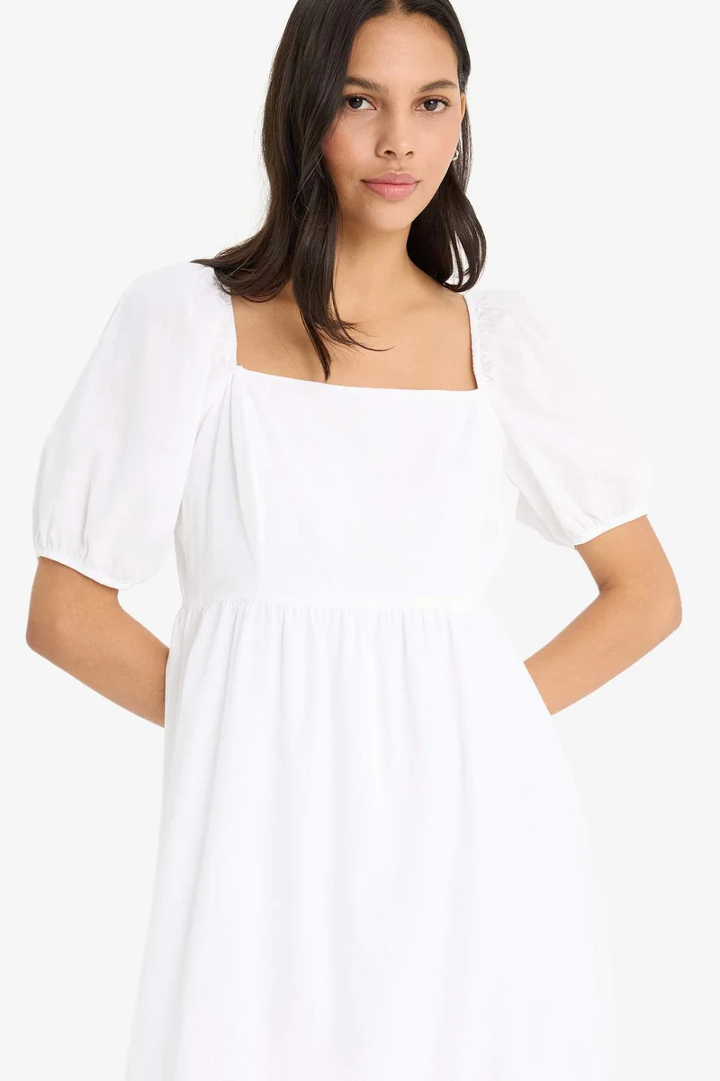 ديفاكتو Square Collar Poplin Maxi Dress