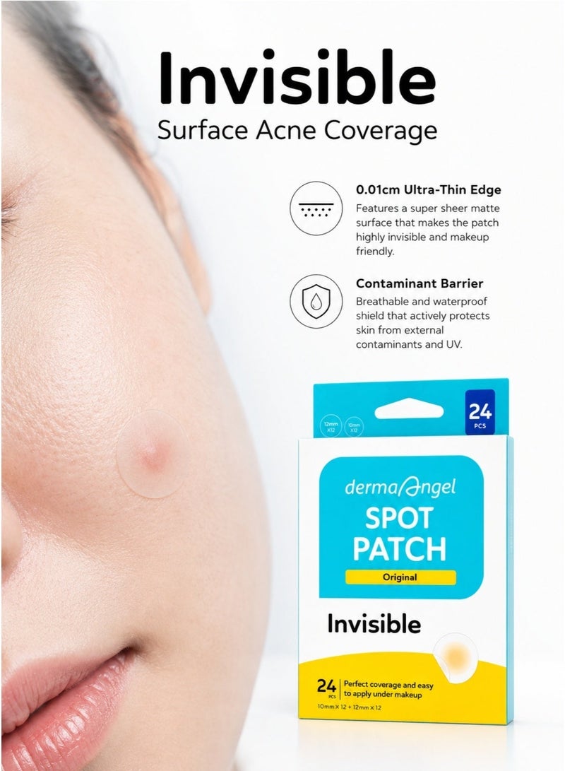 DERMA ANGEL Spot Patch Original Invisible Acne and Pimple Patches - 24 Count (10mm x 12 & 12mm x 12) - Image 3