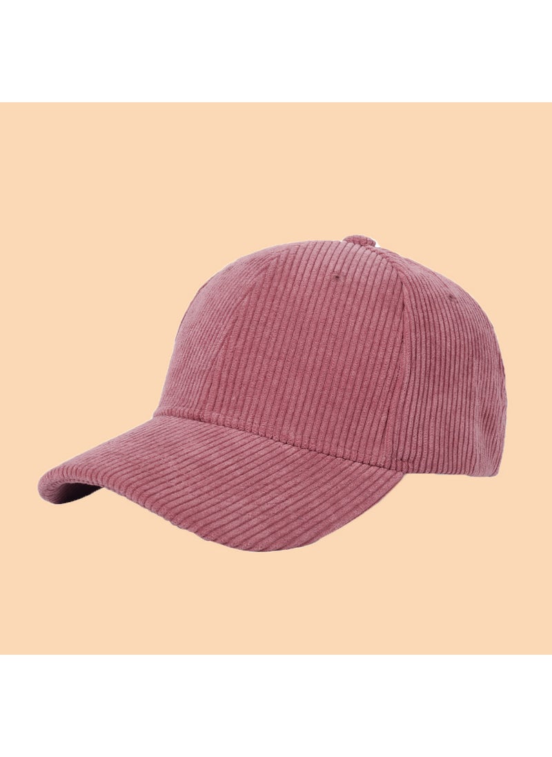 Generic Solid Color Corduroy Baseball Cap Unisex Warm Fashion Rose Red 
