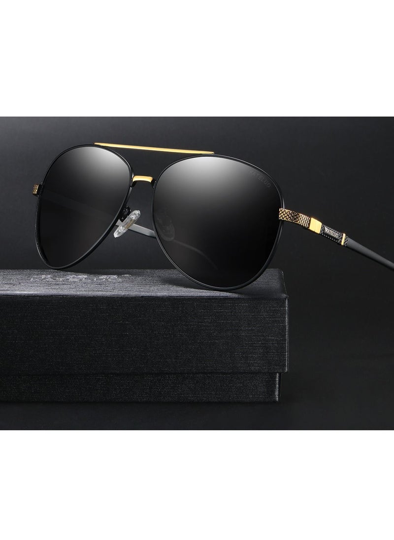 KATELUO Sunglasses Original KATELUO for males Polarized UV400 protection With Full Set Sun Protection Category 3 Suitable for driving car Black Lense and Black frame Pilot style Light Weight For men  - Image 5