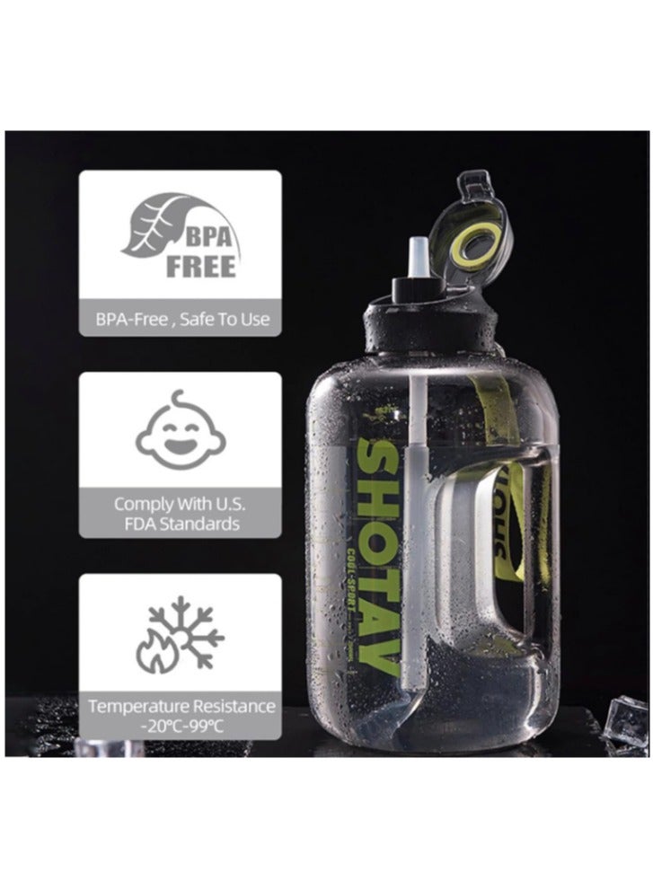 زجاجة مياه رياضية بلاستيك صحي 1500 مل ليتر / 1.5ليتر  مع علامات زمنية، قابلة لإعادة الاستخدام ومضادة للتسرب، مثالية للرجال والنساء لصالة الألعاب الرياضية و كرة القدم و الأنشطة الخارجية، المدرسة، اللياقة البدنية، و للعمل  الحليب والعصير، زجاجة ماء شفافه جيم صحية متعددة الاستخدامات للجيم والمدرسة - زجاجه ماء مضادة للتسرب - ازازة مياه شفافة مع علامات للوقت - زجاجة ماية و عصير ولبن للاطفال و للمدرسة - Image 4