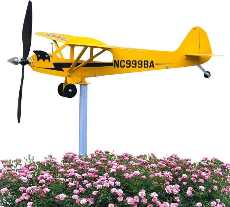 كلاراكو كلاركوا بايبر جيه-3 كوب طائرة دوارة هوائية معدنية طاقة الرياح منحوتة الرياح طائرة دوارة الرياح طاحونة هوائية من الحديد المطاوع للفناء والحديقة والديكور الخارجي - Image 1