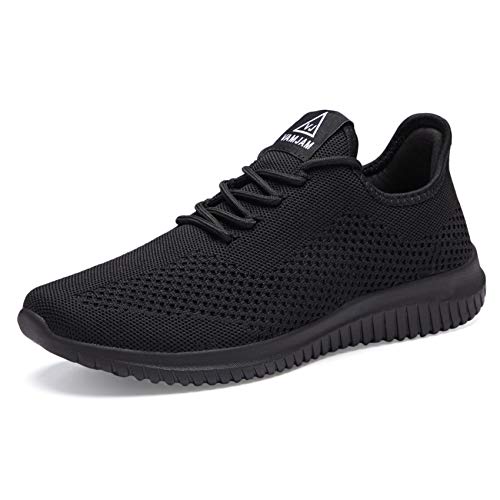 VAMJAM Mens Running Shoes Ultra Lightweight Breathable Walking Shoes Non Slip Athletic Fashion Sneakers Mesh Workout Casual Sports Shoes All Black Size 105