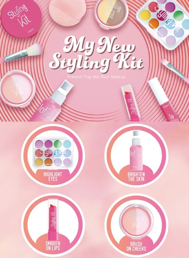 Ultimate Pretend Play Makeup Kit for Kids | Safe & Realistic & Non-Toxic Toy Cosmetic Set with Eyeshadow, Lipstick, Blush, Brushes, Mirror & Travel Case | Educational Role-Play for Imaginative Creativity & Motor Skills Development - Image 4