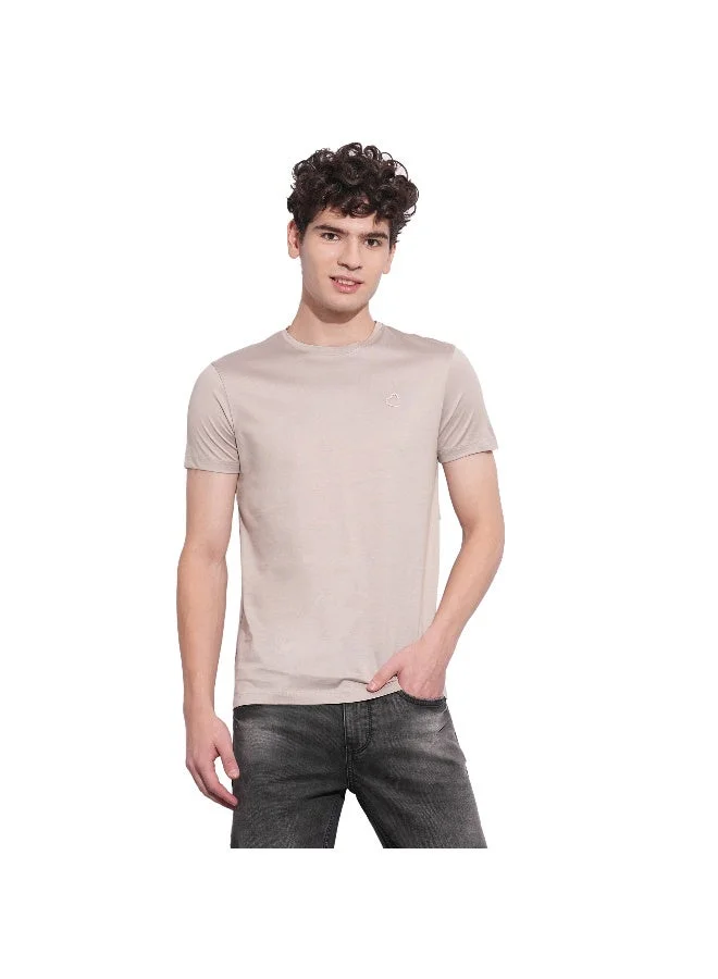 Being Human Mens Beige Round Neck Short Sleeve T-Shirt