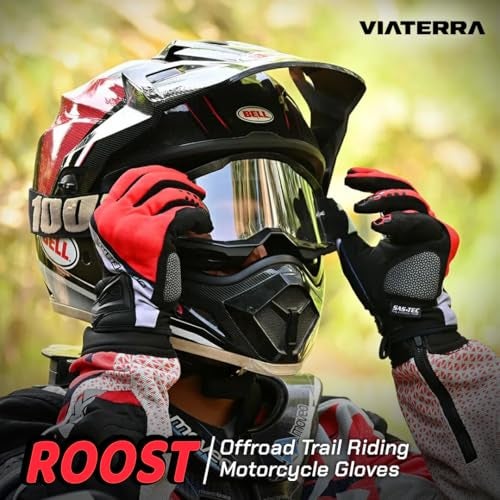 ViaTerra Roost V1 Offroad Trail Bike Riding Gloves | SAS-Tec Level 2 Knuckle Protector | Superior Grip | Mobile Friendly (Chilli Red, XXL) - Image 2
