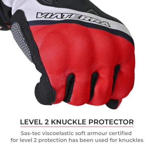 ViaTerra Roost V1 Offroad Trail Bike Riding Gloves | SAS-Tec Level 2 Knuckle Protector | Superior Grip | Mobile Friendly (Chilli Red, XXL) - Image 3