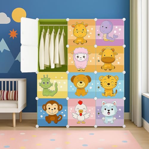 LUHI Plastic Wardrobe for Kids Clothes – Durable, Easy to Use Anti-Skid & Non-Slip Effective Professional Collapsible Wardrobe, Plastic Cupboard for Kids, Foldable Almirah (F3 Green, 12 Door) - Image 1