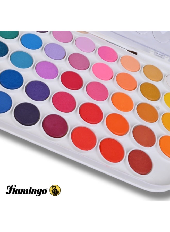 طقم ألوان مائية فلامنغو – 48 لون – مع لوحة خلط وفرشاة - Image 5