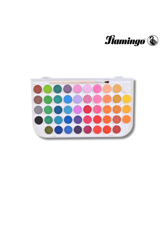 طقم ألوان مائية فلامنغو – 48 لون – مع لوحة خلط وفرشاة - Image 4
