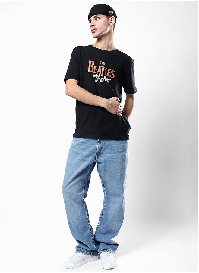 RAVIN - "The Beatles" Short Sleeves Slip on Black Tee - Image 1