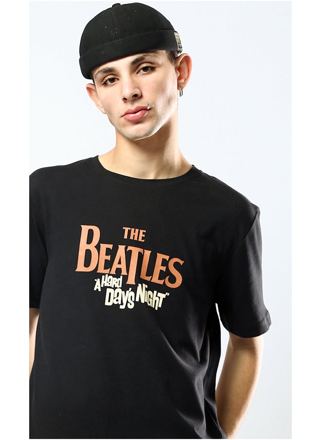 RAVIN - "The Beatles" Short Sleeves Slip on Black Tee - Image 1