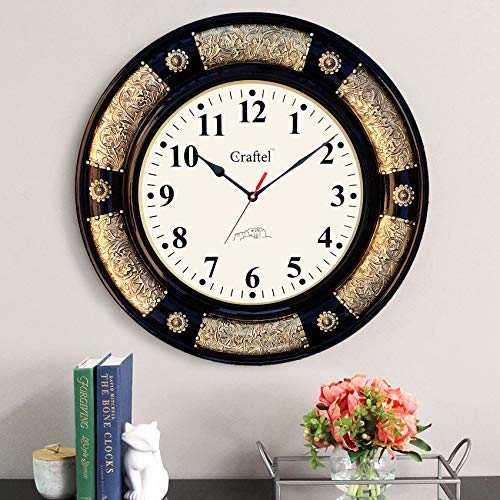 CRAFTEL Brass Fitted Black Polished Analog Wall Clock Antique Decorative Clock with Dome Glass for Living Room Home and Office (Dial : 12 Inches) - Image 5