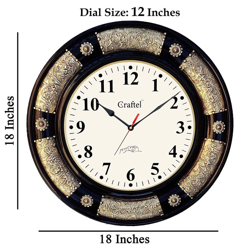 CRAFTEL Brass Fitted Black Polished Analog Wall Clock Antique Decorative Clock with Dome Glass for Living Room Home and Office (Dial : 12 Inches) - Image 3