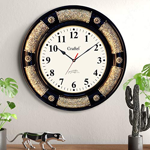 CRAFTEL Brass Fitted Black Polished Analog Wall Clock Antique Decorative Clock with Dome Glass for Living Room Home and Office (Dial : 12 Inches) - Image 4