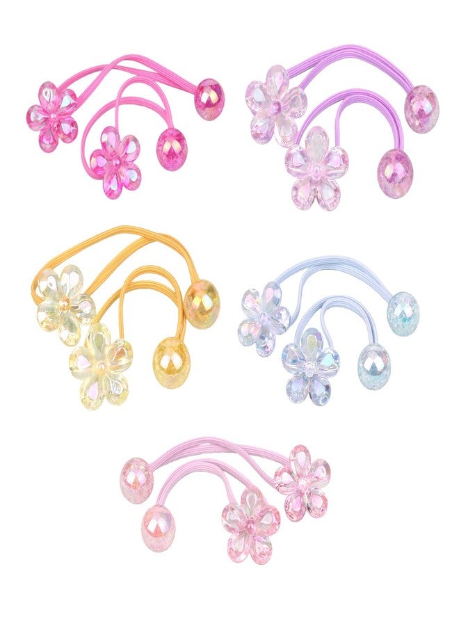 VANTOBEST 10PCS Ball Charm Hair Ties Camellia Bead Bubble Hair Bands with Colorful Balls No-Damage Ponytail Holders for Woman (Mixed Colors) - Image 1