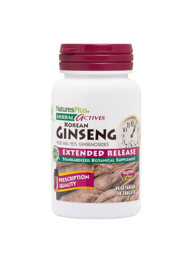 NaturesPlus ناتشرز بلس هيربال أكتيفز جينسنغ كوري، إفراز ممتد - 1000 ملغ، 30 قرص نباتي - مكمل عشبي تكيفي، مضاد للأكسدة - نباتي، خالي من الغلوتين - 30 حصة - Image 1
