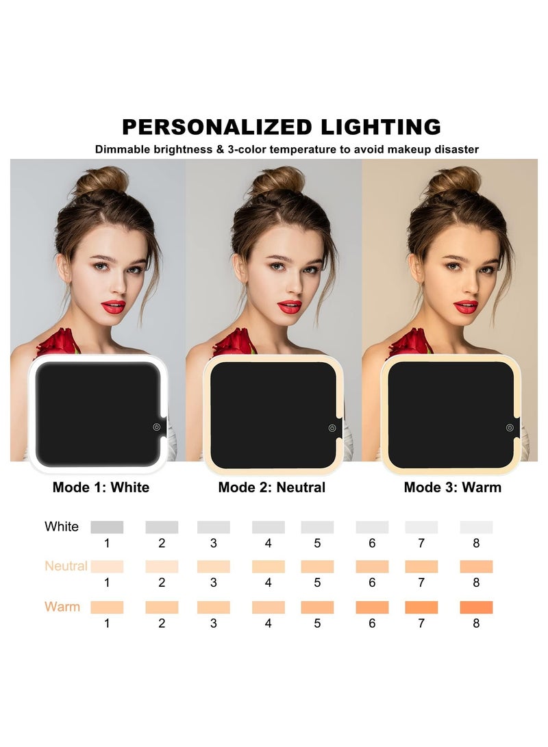 Travel Makeup Bag with Lighted Mirror 3 Color Settings, Adjustable Divider, Travel Makeup Bag with Lighted Mirror for Makeup Brushes, Makeup Accessories, Tool Bag, for Women