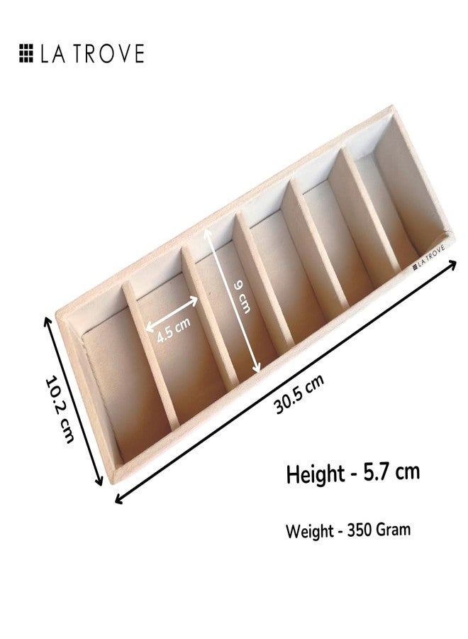 La Trove 6 Slot Kada Tray Organizer Drawer Display Bangle Storage Tray Jewelry Organizer for Closet Drawer, Cream - Image 3