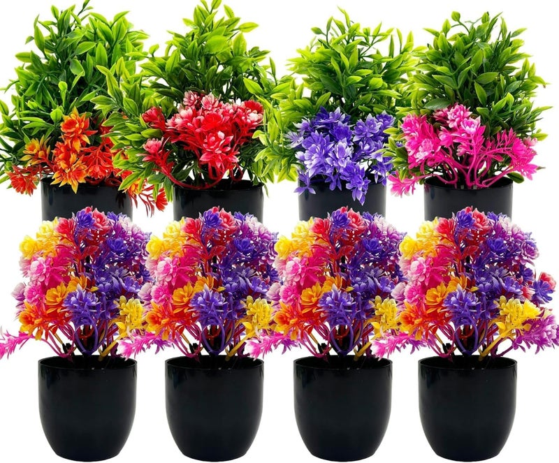 Dekorly Artificial Potted Plants, Artificial Plastic Eucalyptus Plants Small Indoor Potted Houseplants, Small Faux Plants for Home Decor Bathroom Office Farmhouse (Black-Roundpot) - Image 1