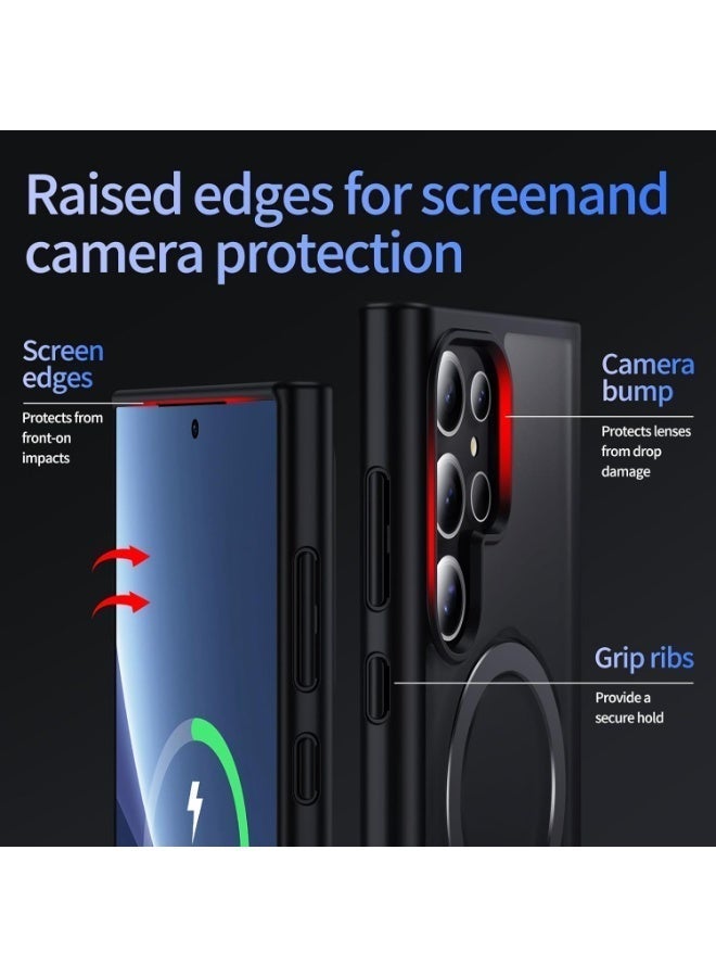 Magnetic for Samsung Galaxy S25 Ultra Case Compatible with MagSafe Upgraded Magnetic, Ring Stand Military-Grade Protection, Anti-Fingerprint, Anti-Scratch, Translucent Matte, Not-Yellowing for Samsung Galaxy S25 Ultra Case - Image 5