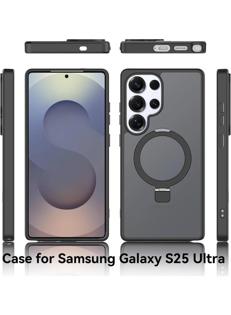 Magnetic for Samsung Galaxy S25 Ultra Case Compatible with MagSafe Upgraded Magnetic, Ring Stand Military-Grade Protection, Anti-Fingerprint, Anti-Scratch, Translucent Matte, Not-Yellowing for Samsung Galaxy S25 Ultra Case - Image 2