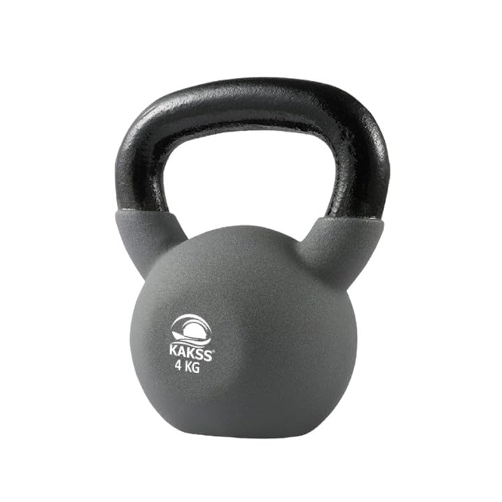 Kakss Half Coating Neoprene Kettlebell (2kg to 40kg)(Proudly Made in India) (4kg, Grey) - Image 2