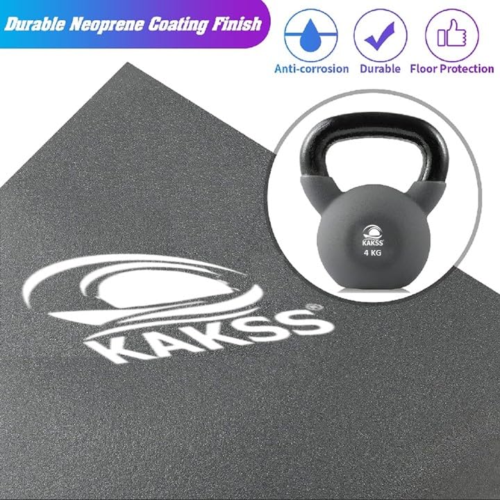 Kakss Half Coating Neoprene Kettlebell (2kg to 40kg)(Proudly Made in India) (4kg, Grey) - Image 4
