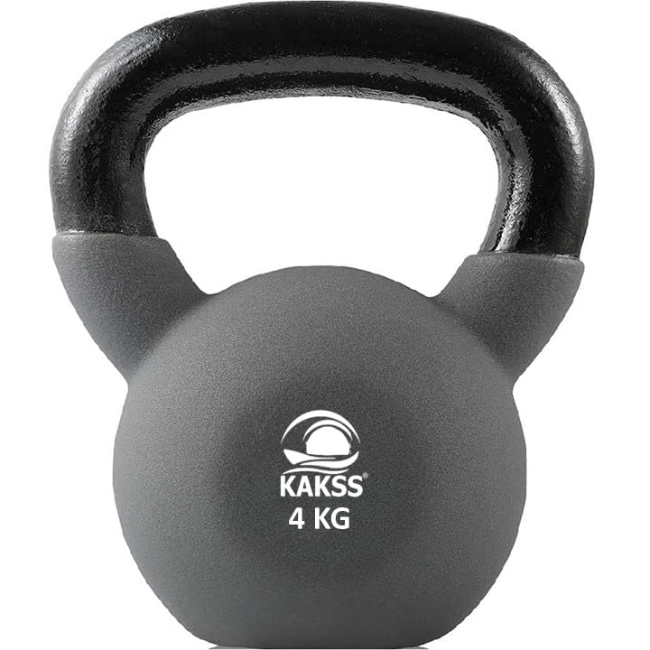 Kakss Half Coating Neoprene Kettlebell (2kg to 40kg)(Proudly Made in India) (4kg, Grey) - Image 5