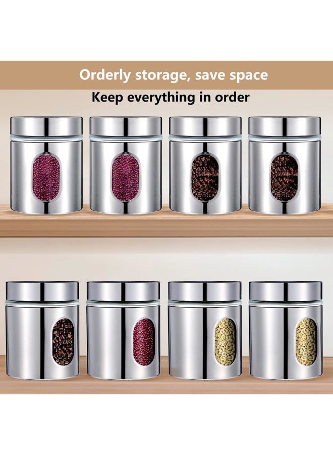 Lemecima 4 Pieces Kitchen Canisters Set 20 oz Stainless Steel Glass Canisters Airtight Coffee Sugar Tea Candy Jars Food Storage Container with Lid for Flour Cookies Spices Grains Kitchen Baking Home Decoration - Image 5