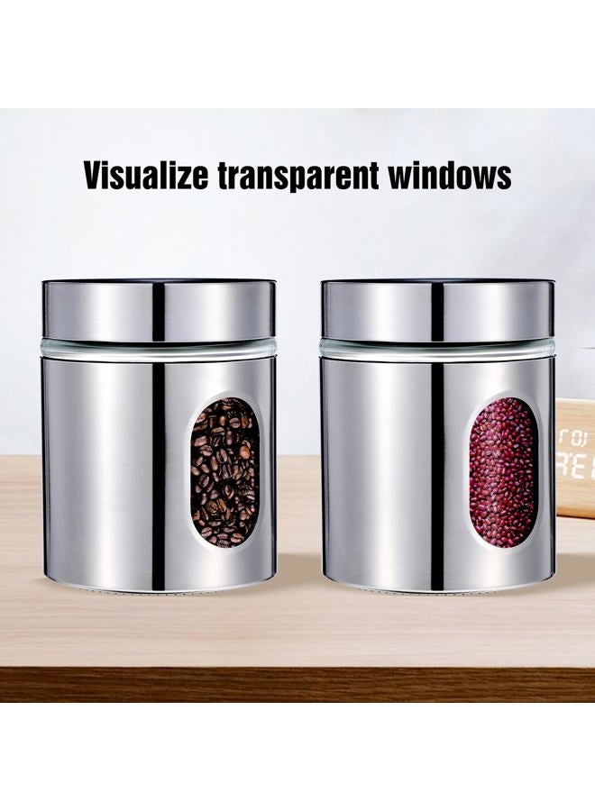 Lemecima 4 Pieces Kitchen Canisters Set 20 oz Stainless Steel Glass Canisters Airtight Coffee Sugar Tea Candy Jars Food Storage Container with Lid for Flour Cookies Spices Grains Kitchen Baking Home Decoration - Image 3