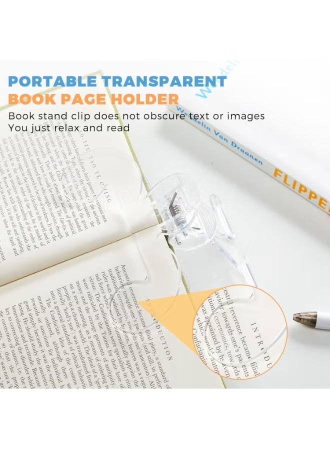 Book Clip, Book Page Holder for Reading, Transparent Book Clip Adopts 12° Scientific Rack, Portable Book Clips to Hold Book Open, Fixing Manuscripts, Suitable for Teacher Clerk - Image 5