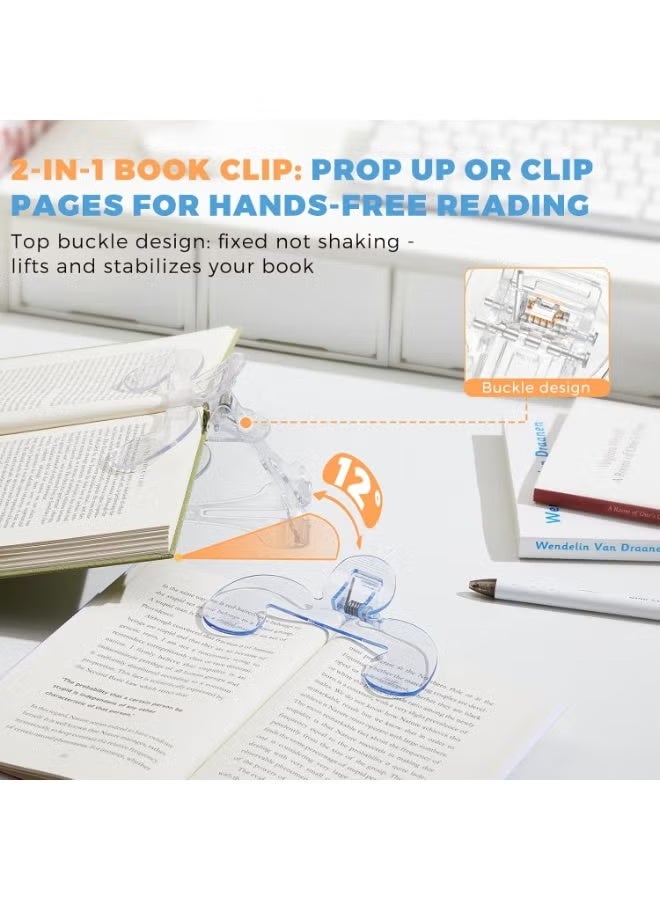 Book Clip, Book Page Holder for Reading, Transparent Book Clip Adopts 12° Scientific Rack, Portable Book Clips to Hold Book Open, Fixing Manuscripts, Suitable for Teacher Clerk - Image 3